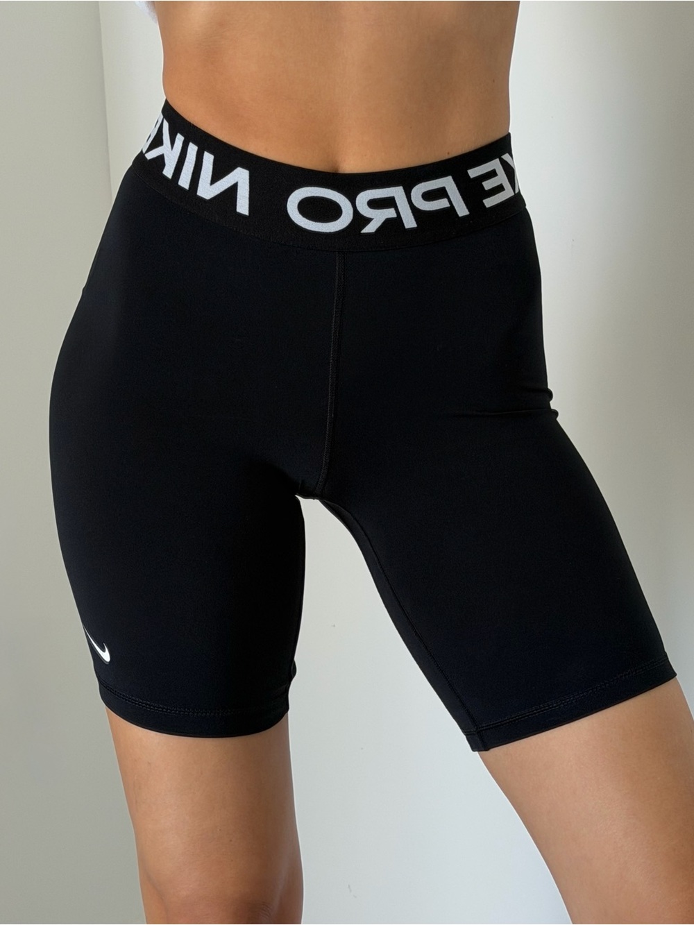 Nike Black Pro High-Rise Bike Shorts with Logo Waistband